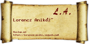 Lorencz Anikó névjegykártya